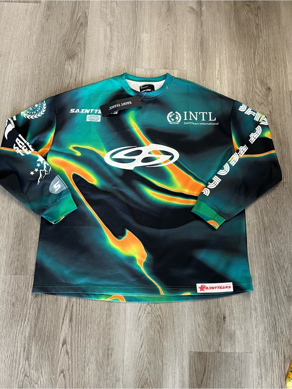 428–NWT Teal Green Graphic Pullover Sweatshirt